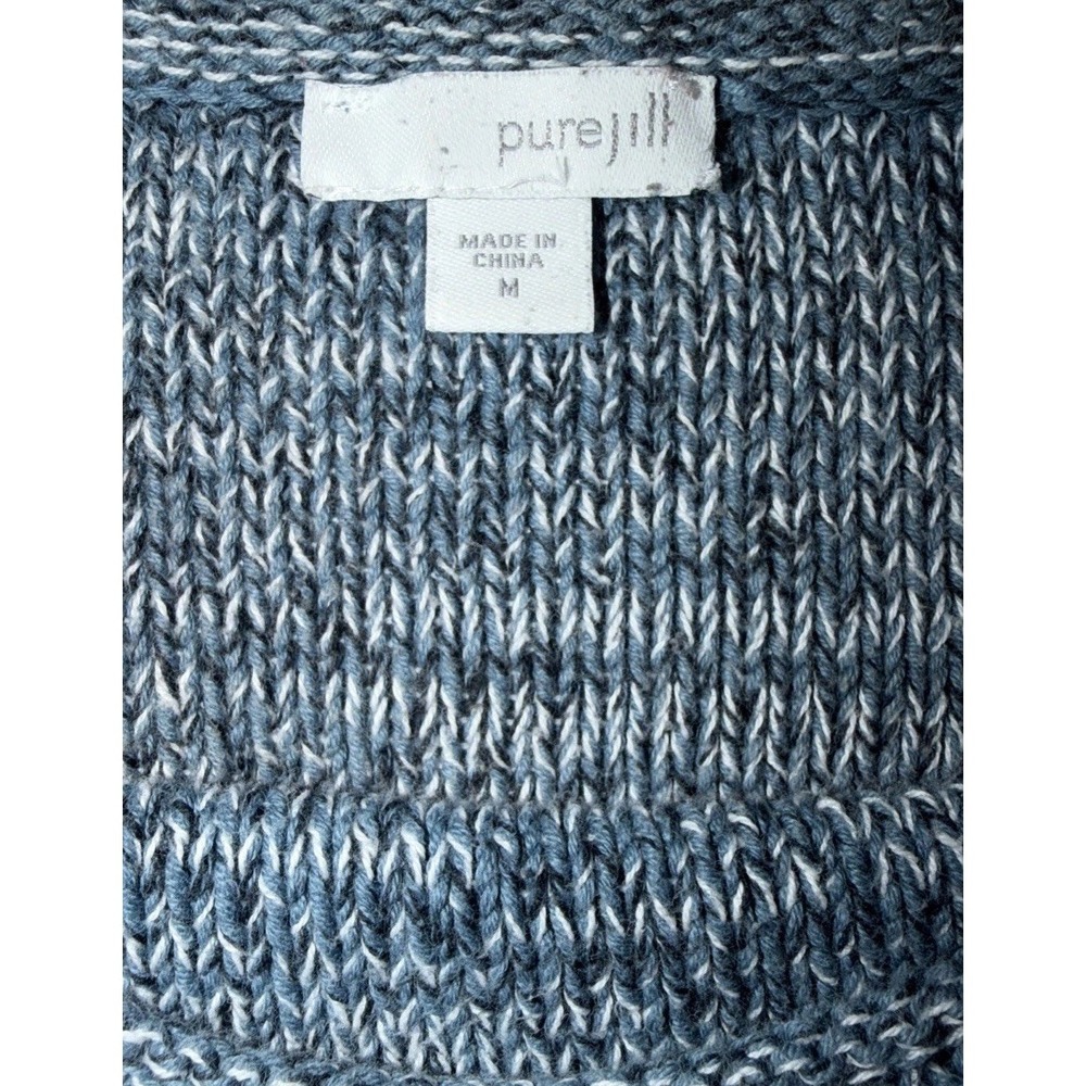J. Jill Pure Jill Woman's Pullover Cotton Sweater Size Medium Blue Long Sleeve - Picture 4 of 6